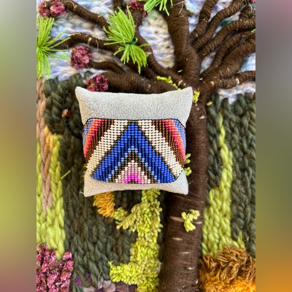 Colorful Geometric Pattern Beaded Cuff Bracelet - Wide Trendy Bohemian Bracelet - Picture 2 of 5